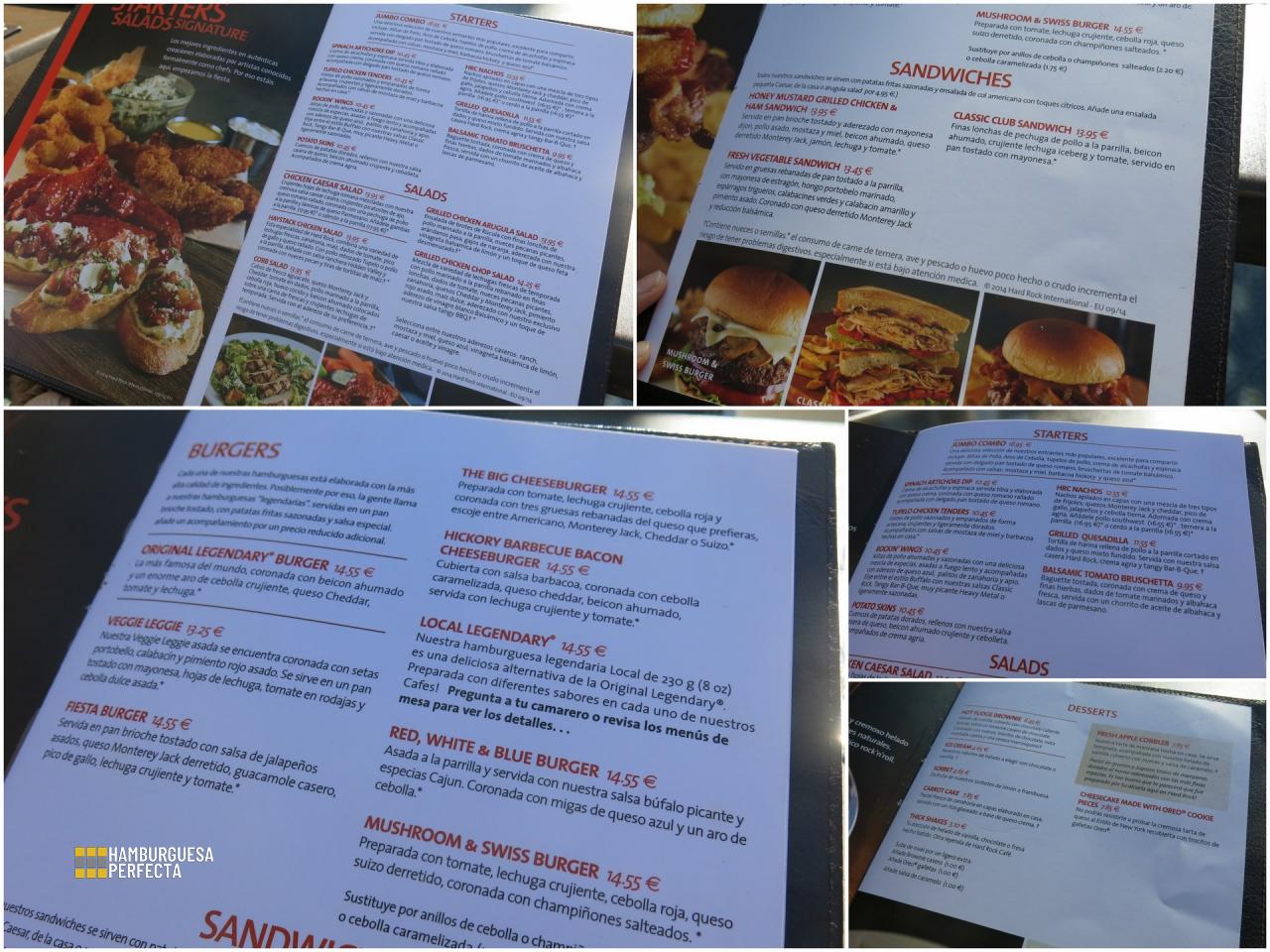 Carta Hard Rock Cafe Marbella