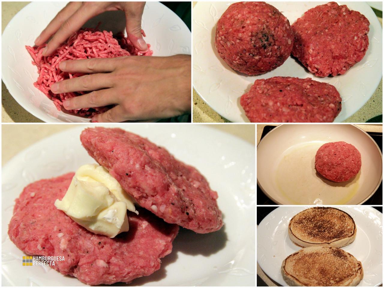 Pasos cocinado hamburguesa