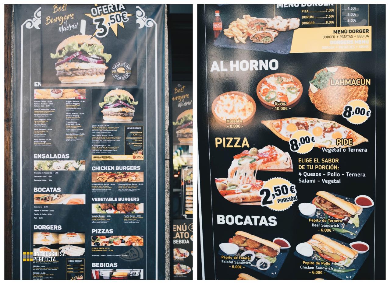 Collage Carta Non Stop Burger