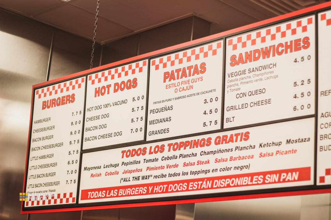 Precios Five Guys Madrid
